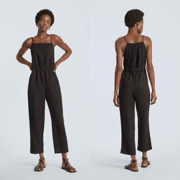 Everlane The Linen Shoestring Jumpsuit Black Size S NWT - Picture 1 of 16
